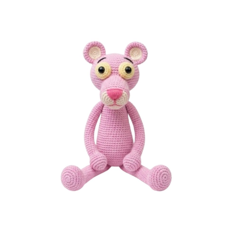 El Yapımı Amigurumi Pembe Panter Oyuncak